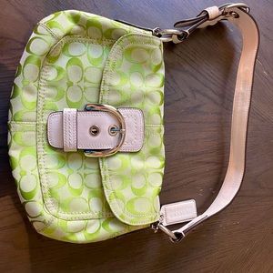 Green Coach logo bag in perfect condition
